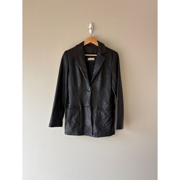 lord and taylor 90s black leather jacket - Picture 1 of 9